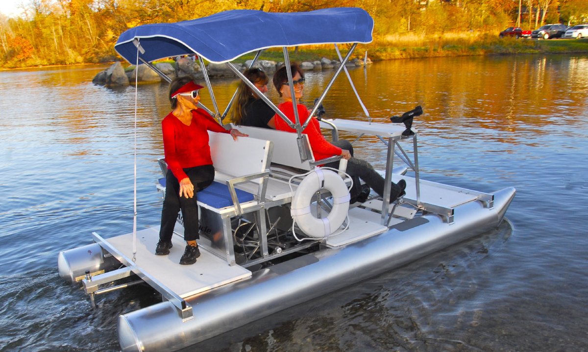 Aqua Cycle II Pontoon Paddle Boat | Pond King – Pond King, Inc.