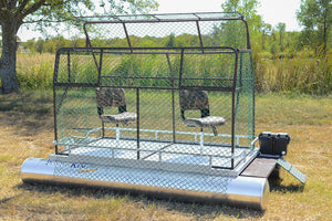 Champ with duck blind and dog platform
