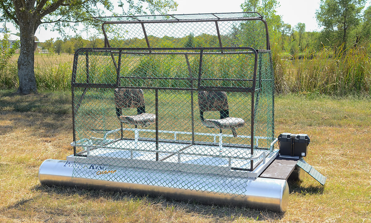 Champ with duck blind and dog platform