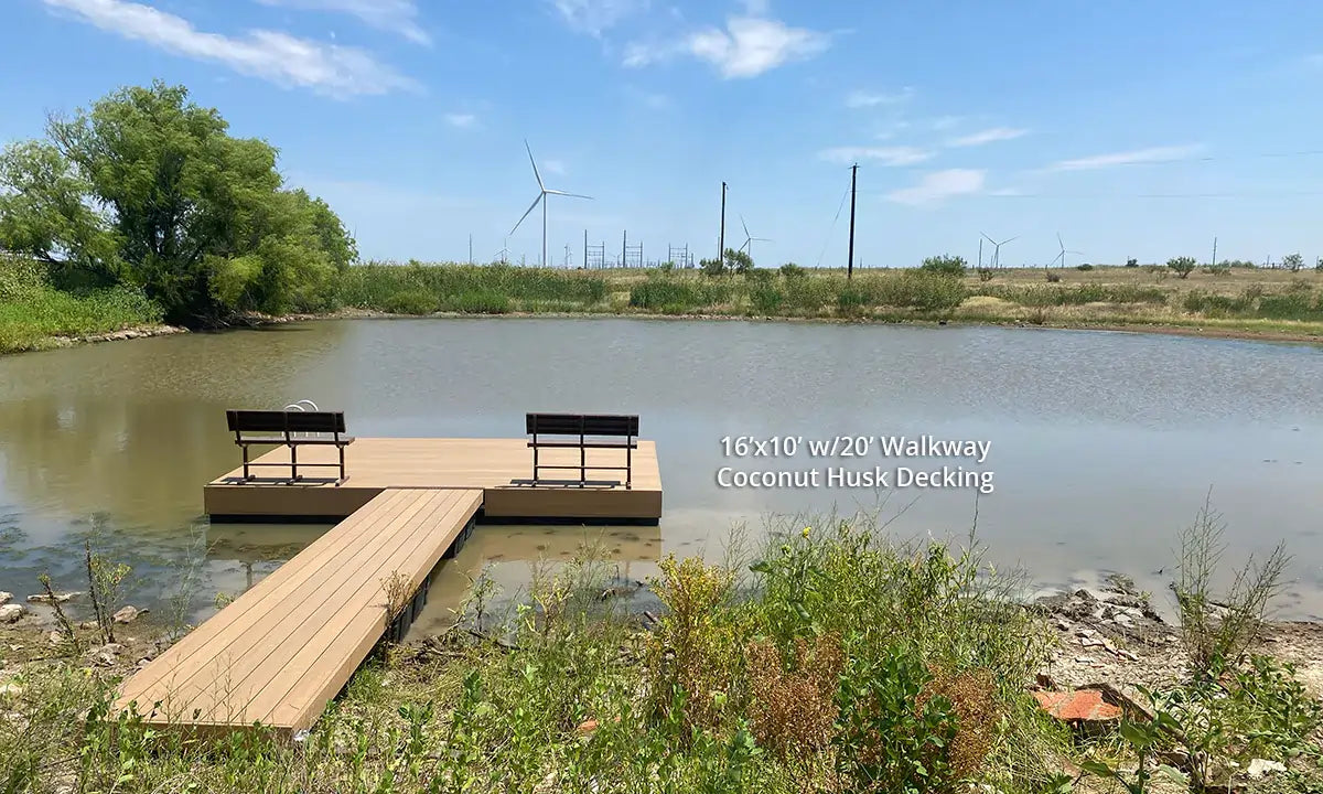 floating dock with benches