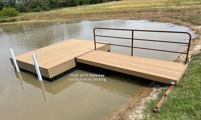 floating dock with walkway railing