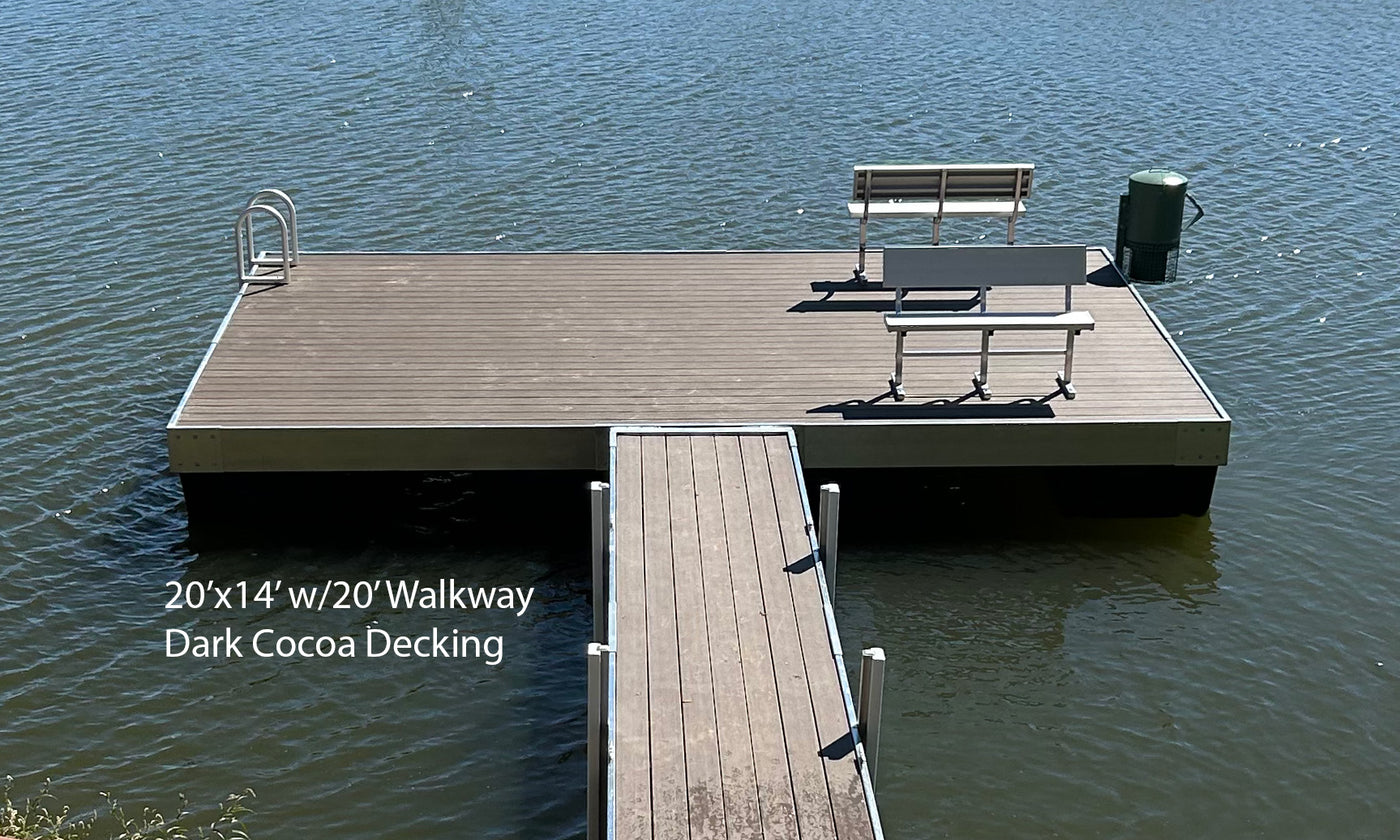 Dock with 2 benches and mounted feeder