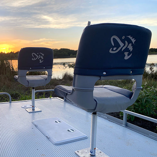 All Weather Seats with Pull Out Posts on Small Aluminum Boat