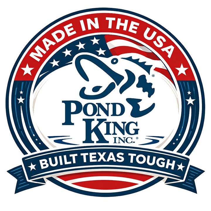 Pond King Inc. logo with patriotic design elements on a white background