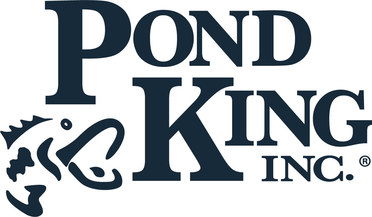 Blue Pond King Logo on checker background