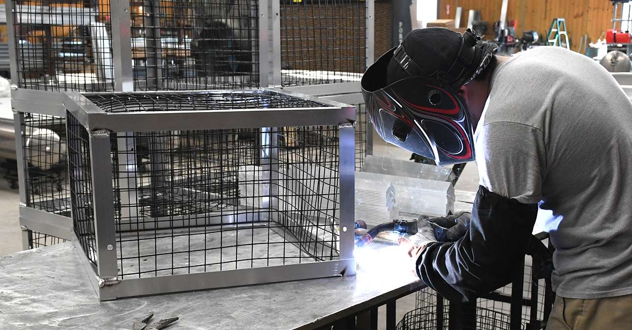 turtle trap being welded