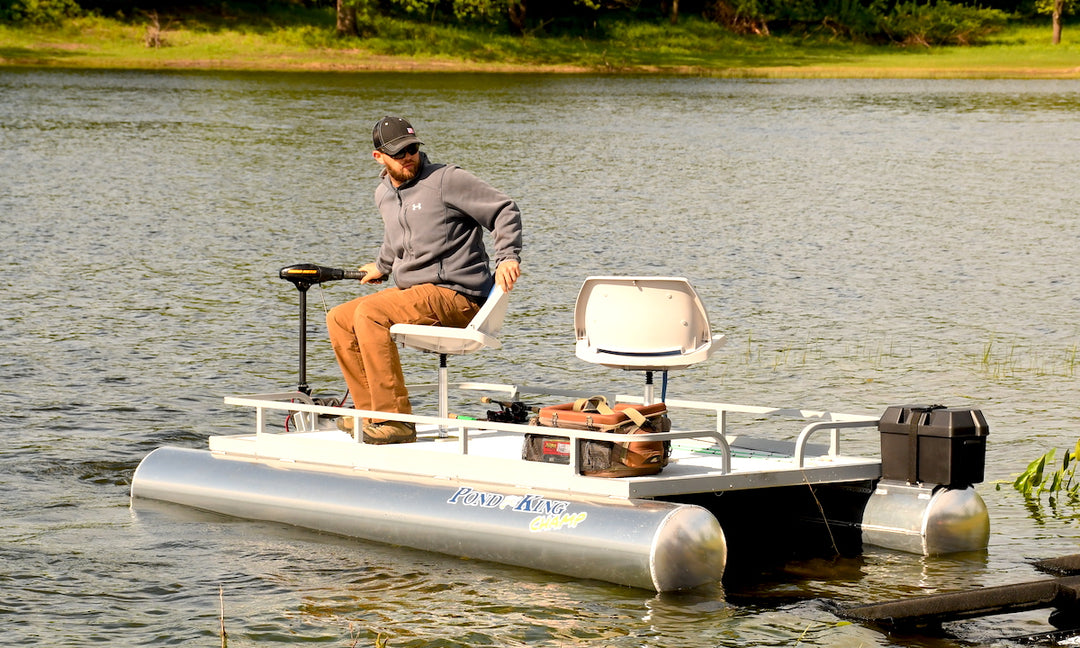 Pond King Champ | Two-Person Mini Pontoon Boat for Fishing & Leisure