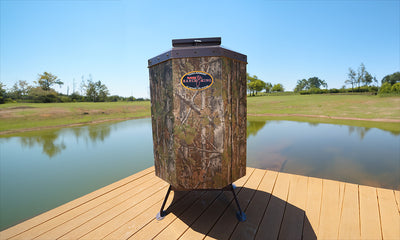 fish feeder on dock