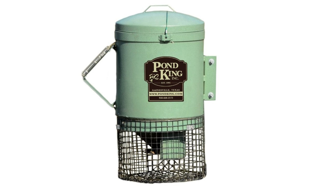 Fish Feeder Automatic Mounted Fish Feeder for Ponds or Lakes Pond King Inc