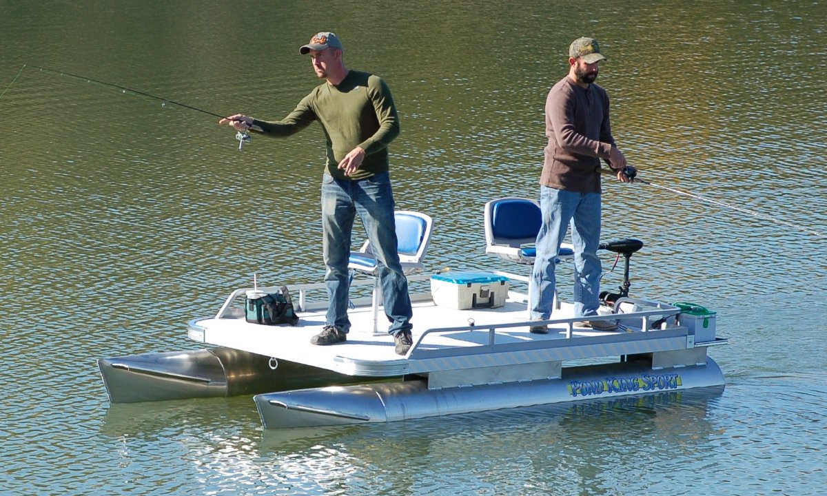 The Pond King Sport Pontoon Boat - Pond Hopping Fishing Boat for Two 