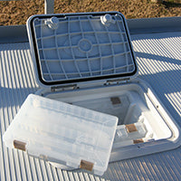 Below Deck Tackle Storage (incl. 4 plano boxes)