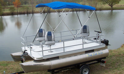 Pond King Ultra with 3 deluxe pedestal seats, bimini top and trailer